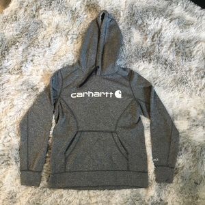 Carhartt Youth Hoodie Size Medium 8-10 Gray Long Sleeve Sweatshirt Pocket Kids.